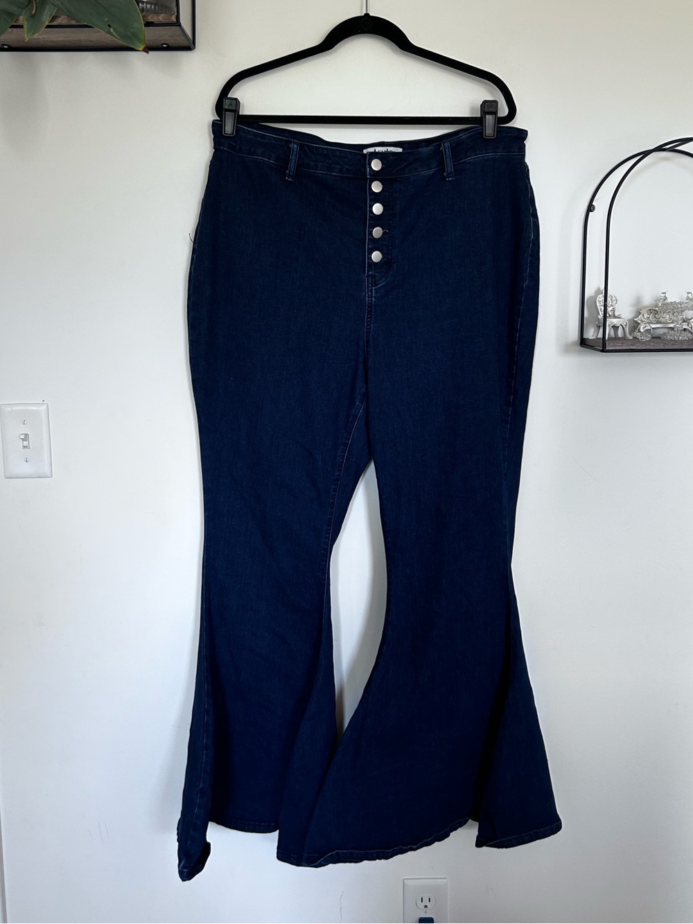 Arula High Rise Button Flare Exaggerated Flare Leg Bell Bottom Plus Size Jean 18